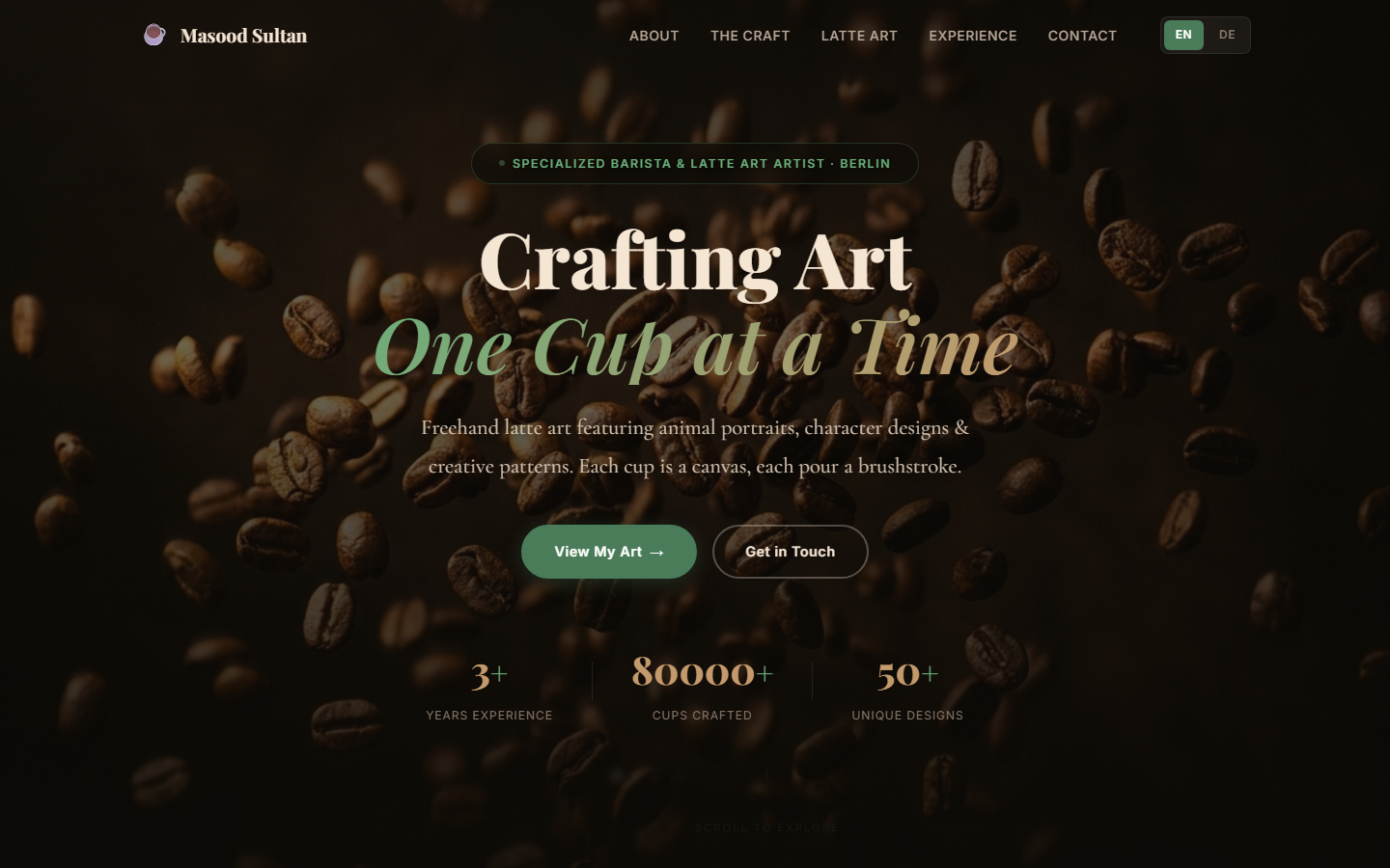 Barista Portfolio — Specialty Coffee & Latte Art screenshot